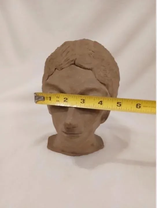 Mid Century Terracotta Bust Elegant Beautiful Woman Modern Art Clay Brown Head - 16