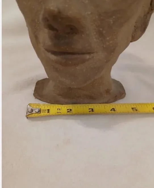 Mid Century Terracotta Bust Elegant Beautiful Woman Modern Art Clay Brown Head - 17