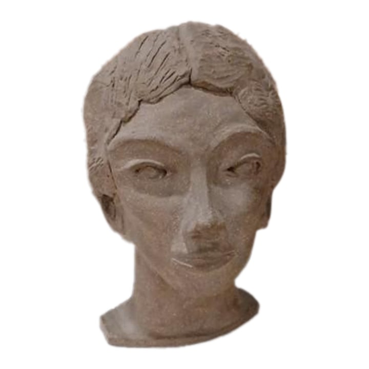 Mid Century Terracotta Bust Elegant Beautiful Woman Modern Art Clay Brown Head (1 of 18)