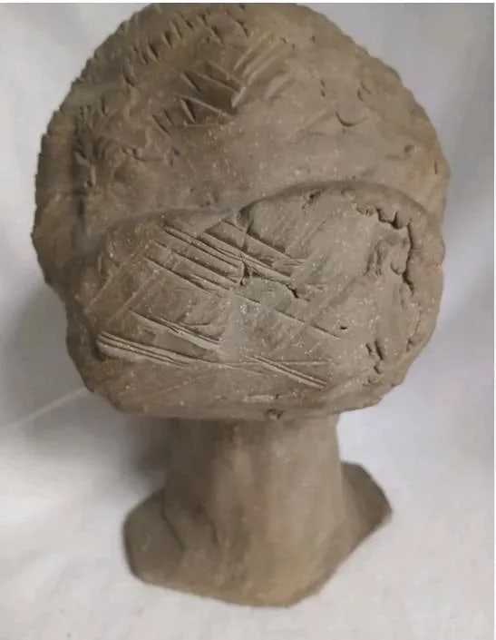 Mid Century Terracotta Bust Elegant Beautiful Woman Modern Art Clay Brown Head - 4
