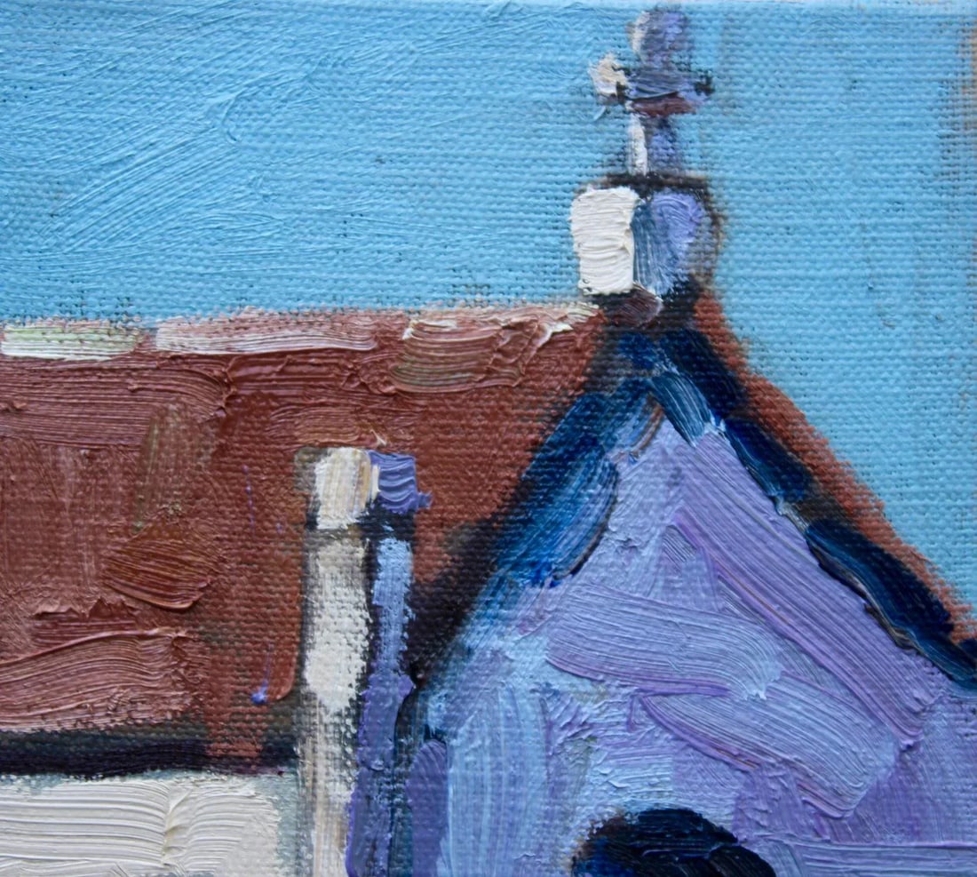 Mausoleum Crypt Contemporary Architectural Oil Painting - 3