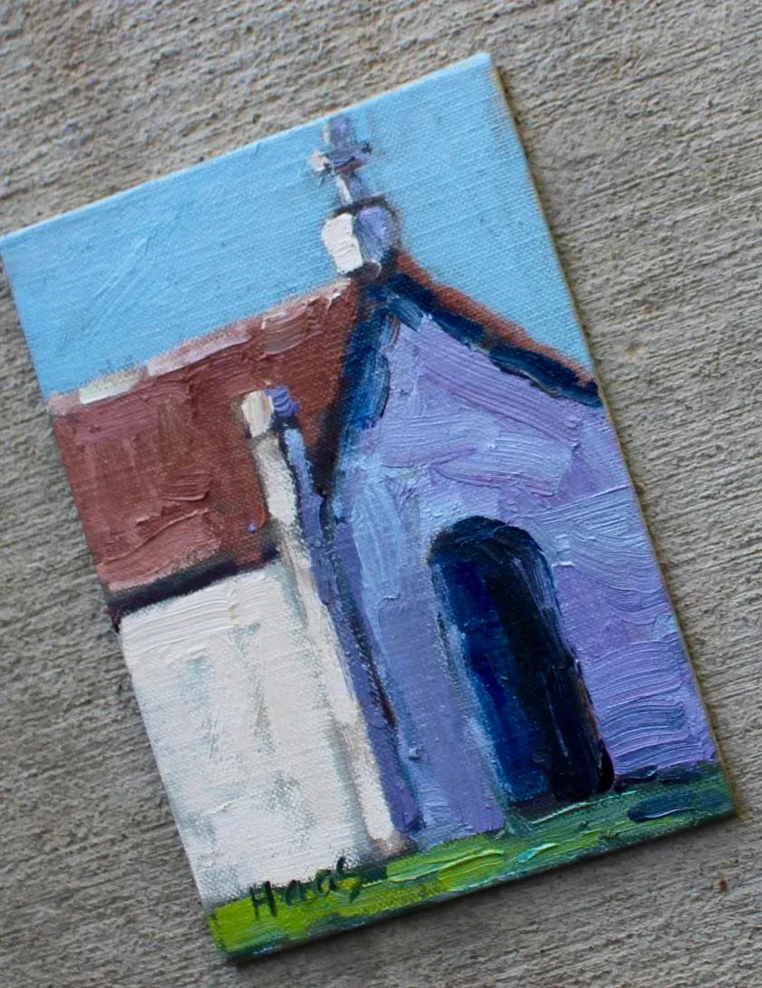 Mausoleum Crypt Contemporary Architectural Oil Painting - 4