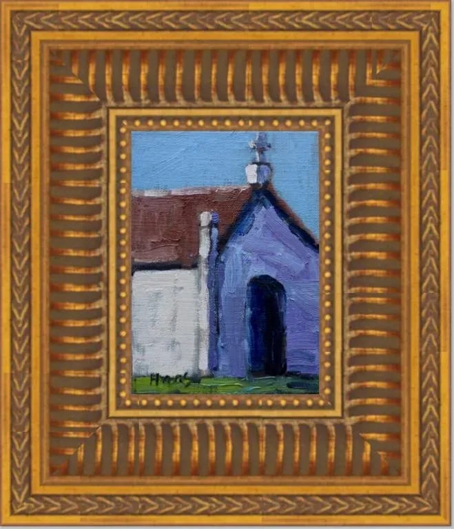 Mausoleum Crypt Contemporary Architectural Oil Painting - 6