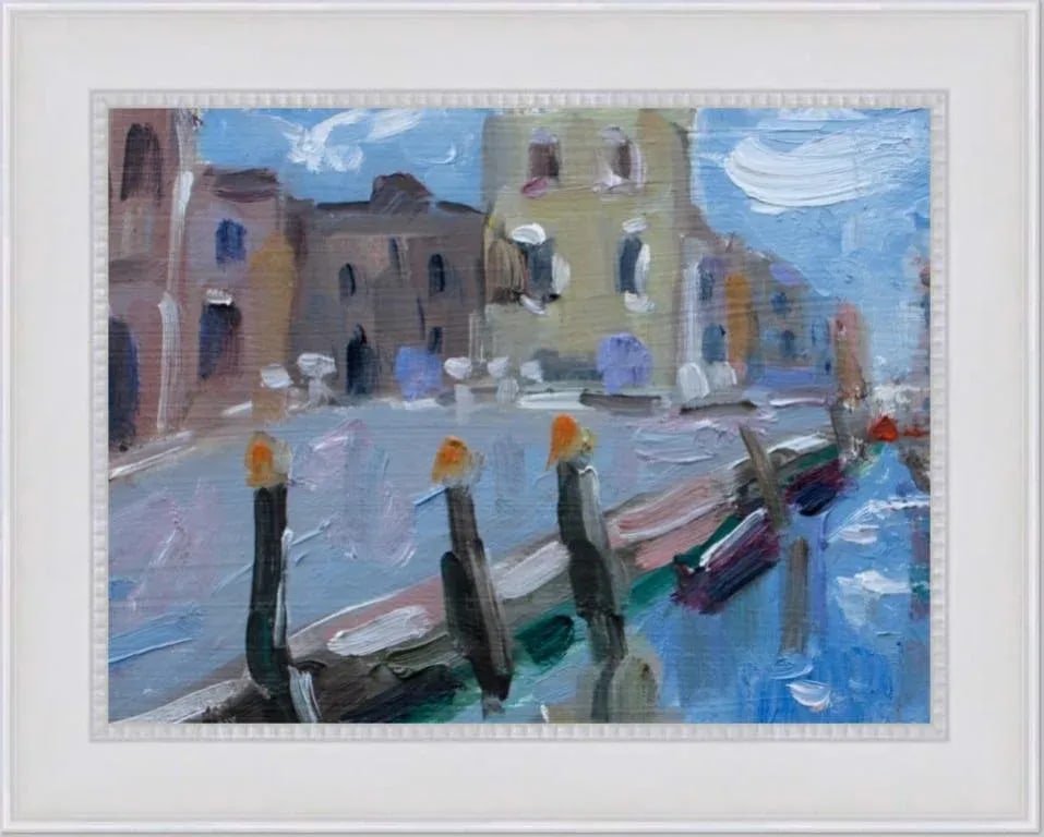Modern Abstract Seascape, Canal in Venice Oil Painting - 6
