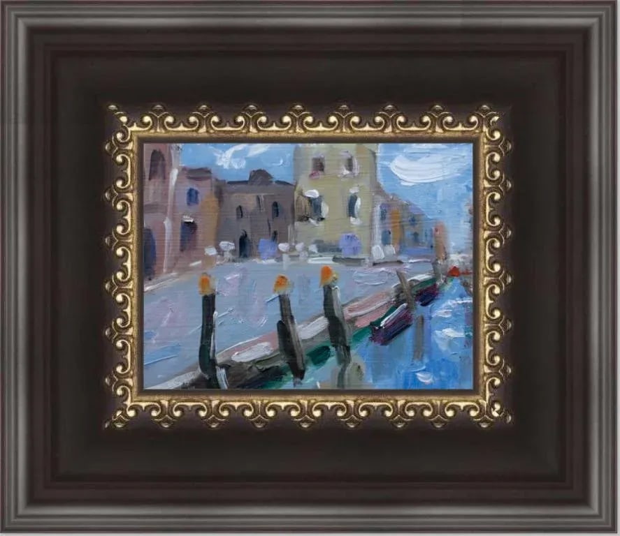 Modern Abstract Seascape, Canal in Venice Oil Painting - 7