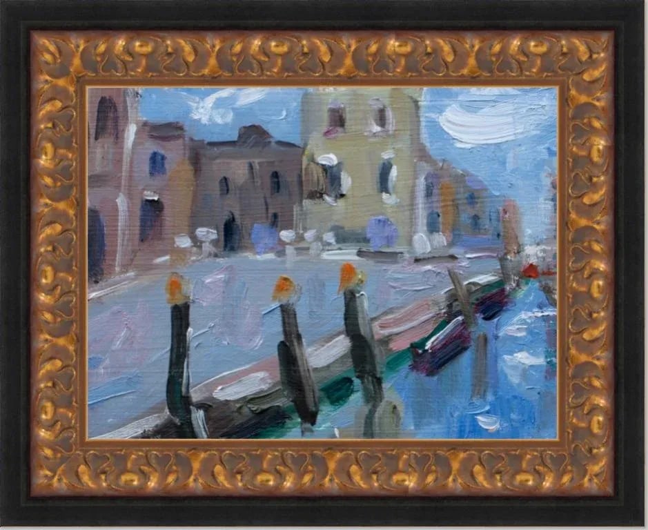 Modern Abstract Seascape, Canal in Venice Oil Painting - 8