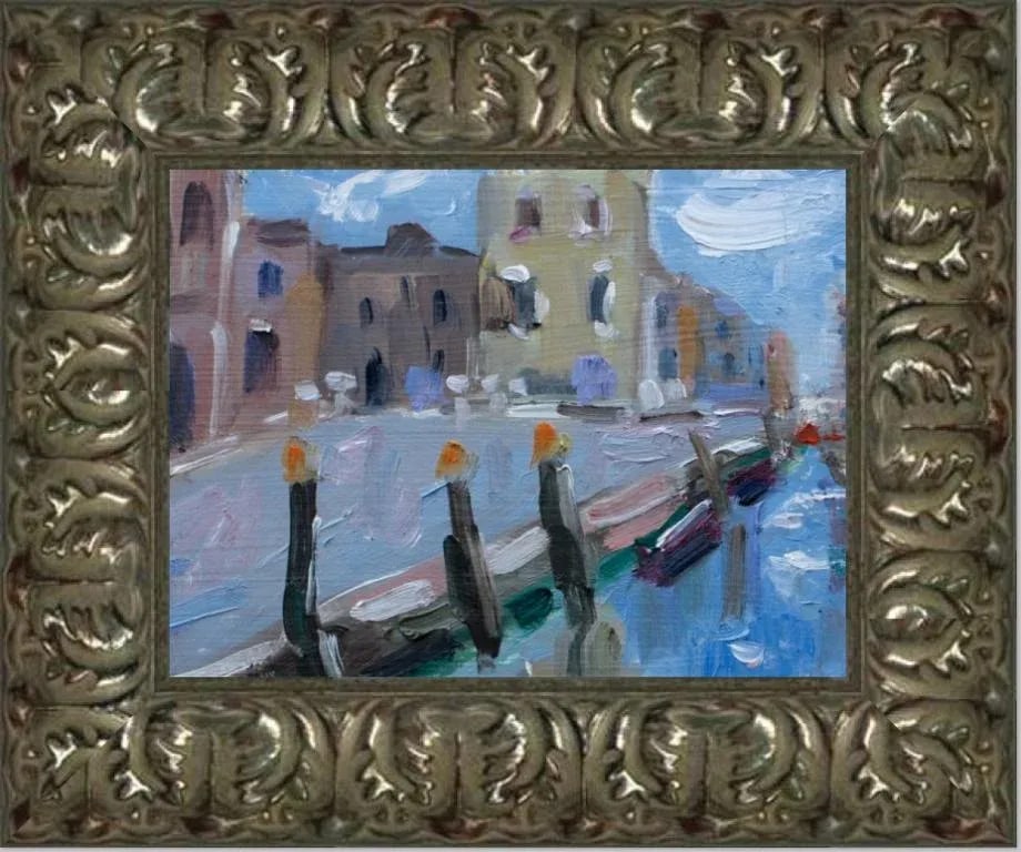 Modern Abstract Seascape, Canal in Venice Oil Painting - 9