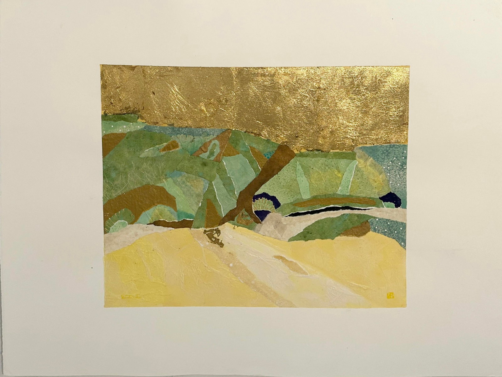 Golden Horizon - Original Collage Landscape by Margaret Reule - 3