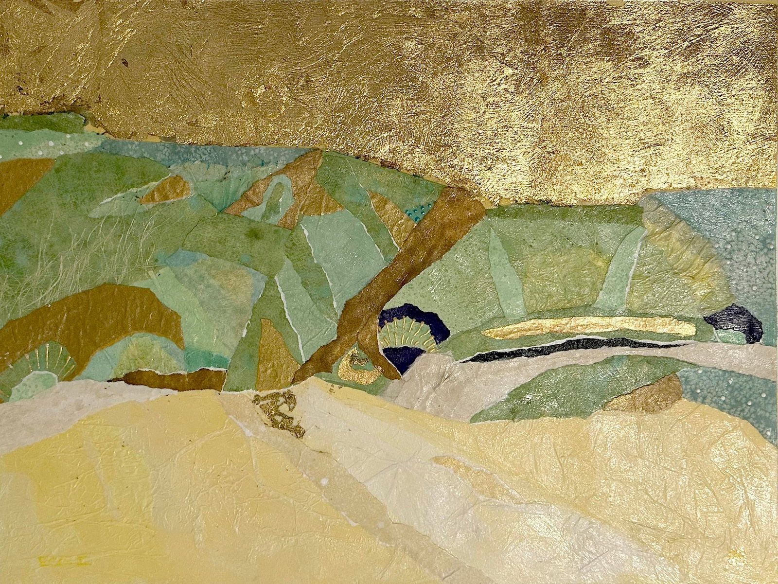 Golden Horizon - Original Collage Landscape by Margaret Reule - 5