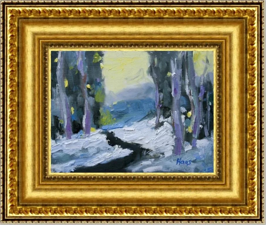 Last Light, Contemporary Winter Landscape Oil Painting by L Haas - 10