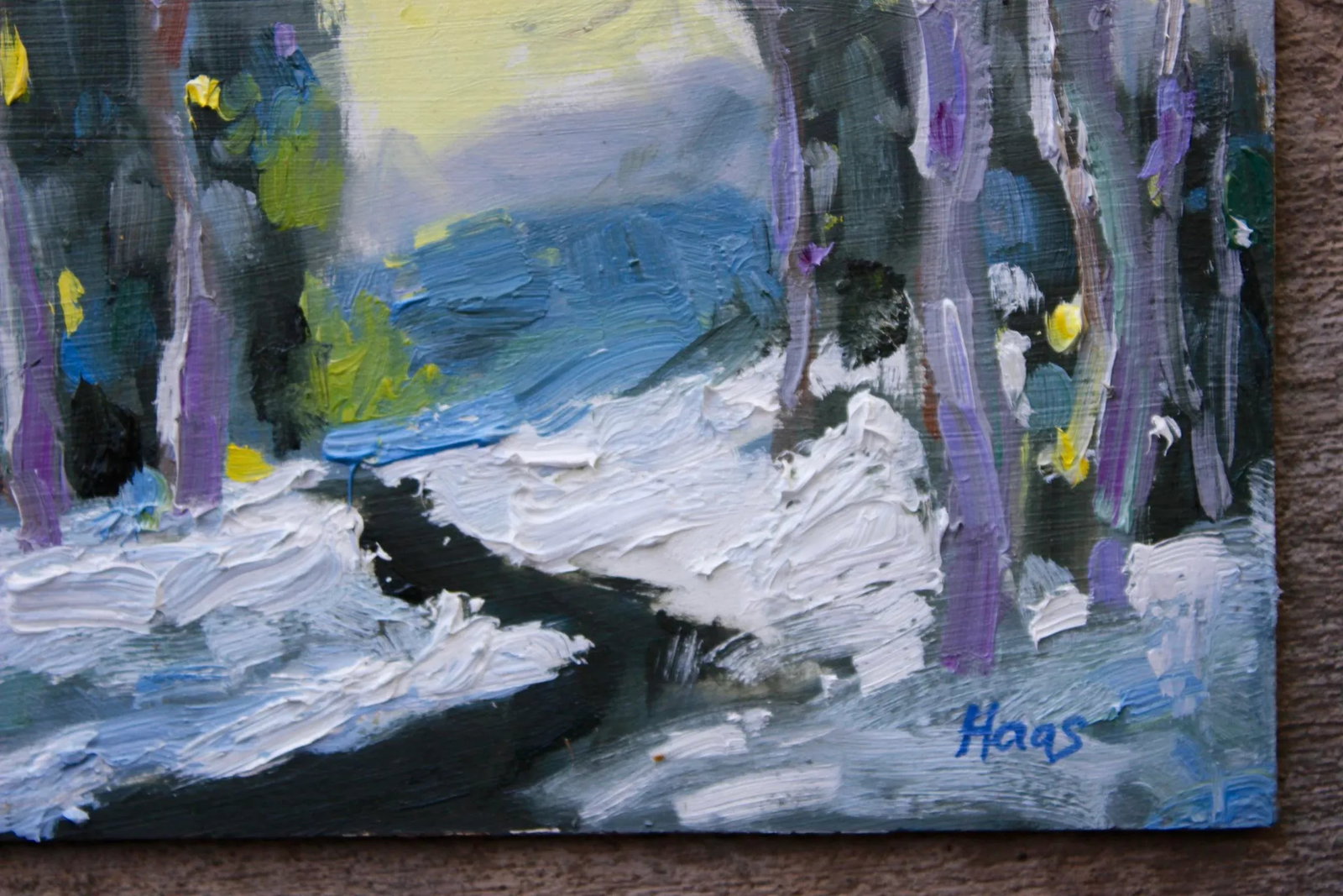 Last Light, Contemporary Winter Landscape Oil Painting by L Haas - 3