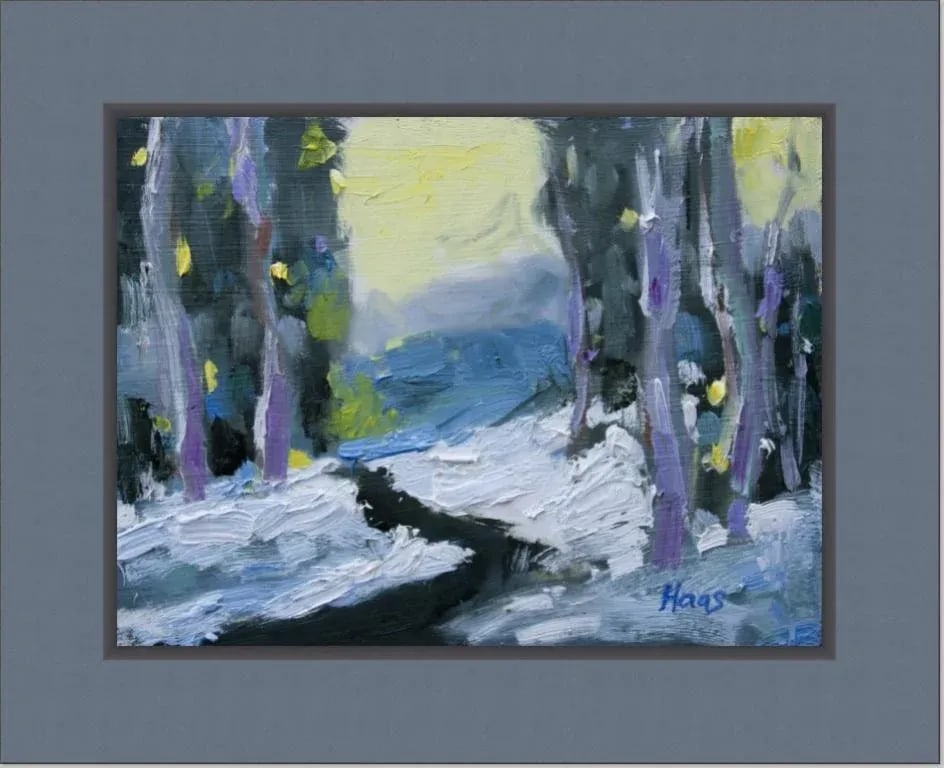 Last Light, Contemporary Winter Landscape Oil Painting by L Haas - 7