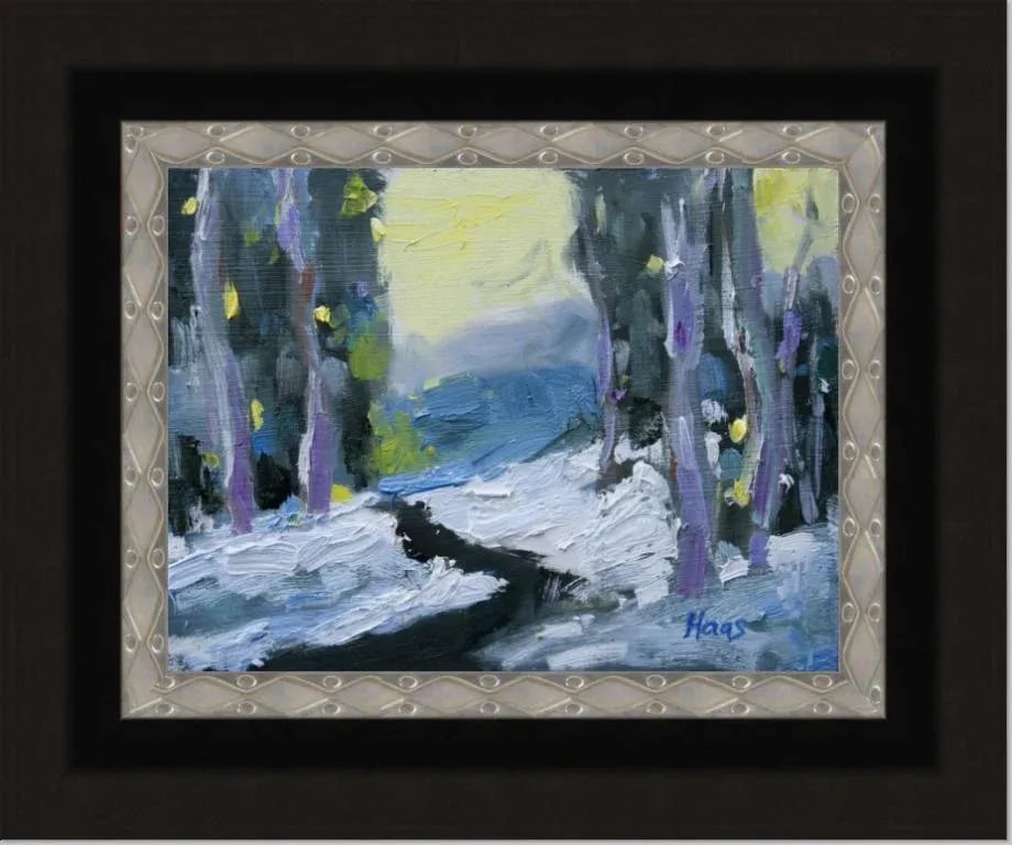 Last Light, Contemporary Winter Landscape Oil Painting by L Haas - 8