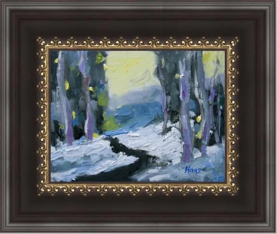 Last Light, Contemporary Winter Landscape Oil Painting by L Haas - 9