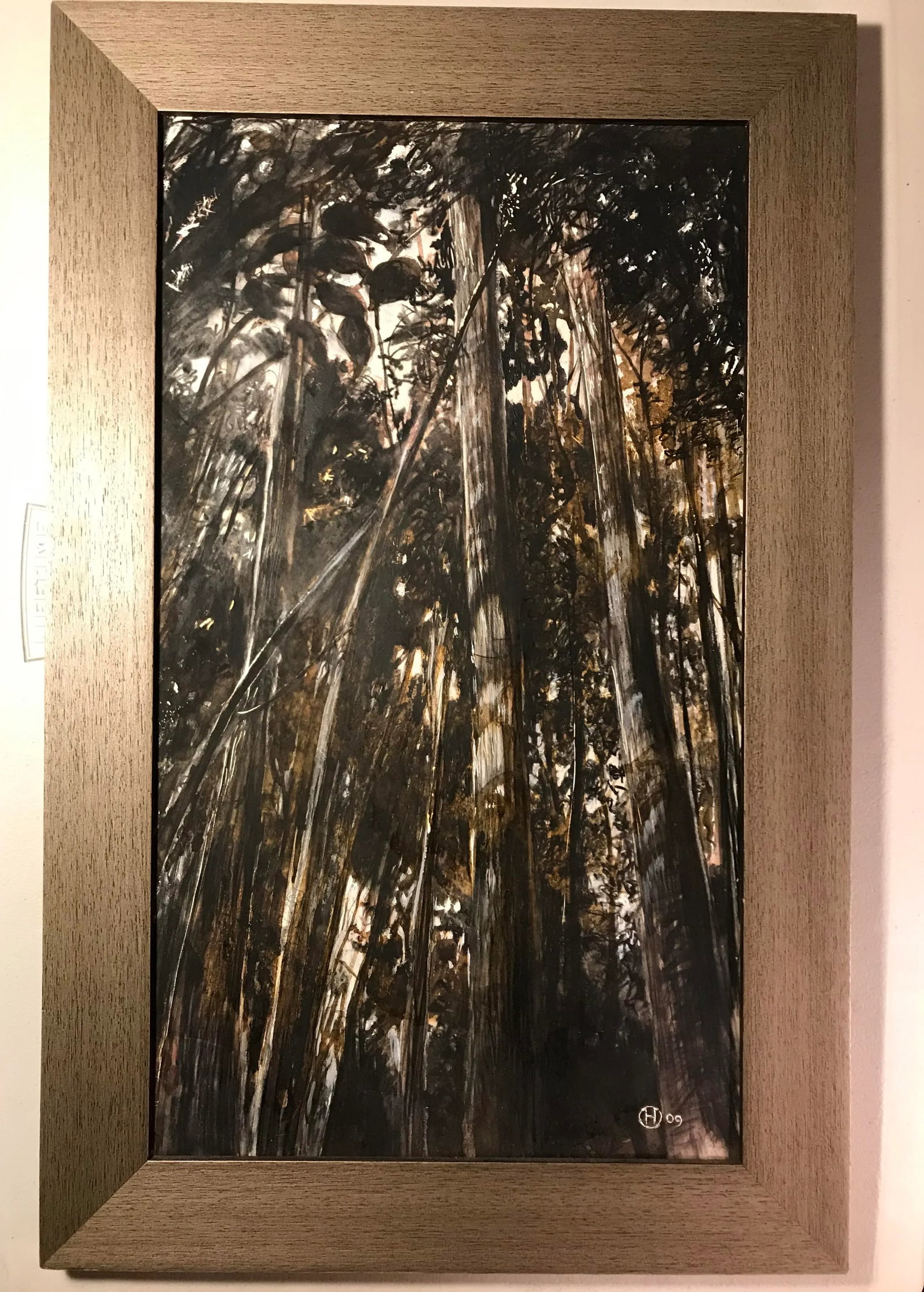 2009 Forest Landscape Tempera Painting on Board, Framed - 7