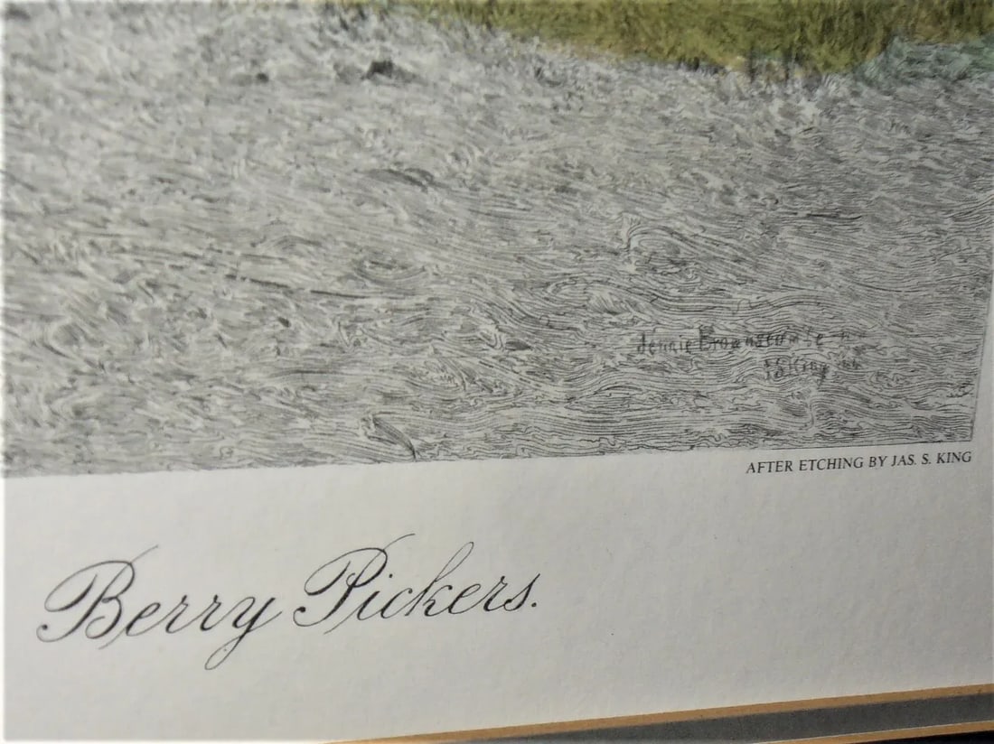 Late 20th Century "Berry Pickers" Figurative Landscape Etching by J. S. King, Framed - 4