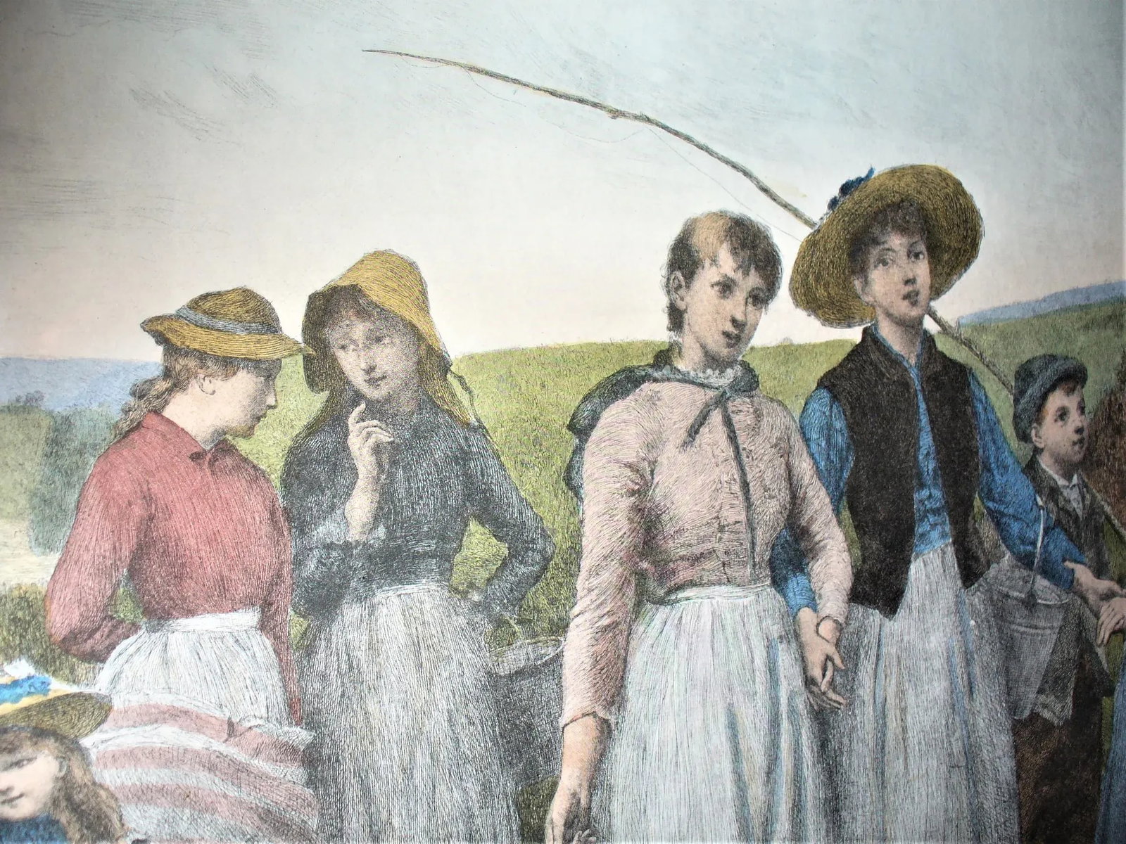 Late 20th Century "Berry Pickers" Figurative Landscape Etching by J. S. King, Framed - 6