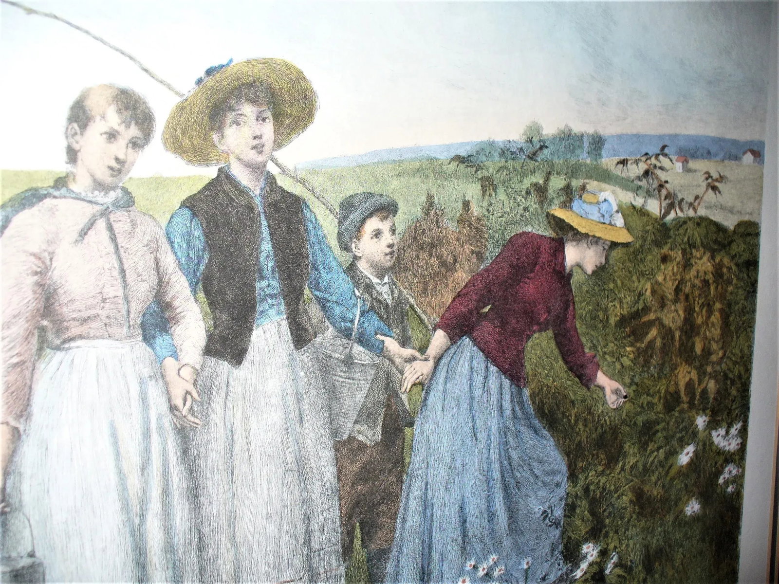 Late 20th Century "Berry Pickers" Figurative Landscape Etching by J. S. King, Framed - 7