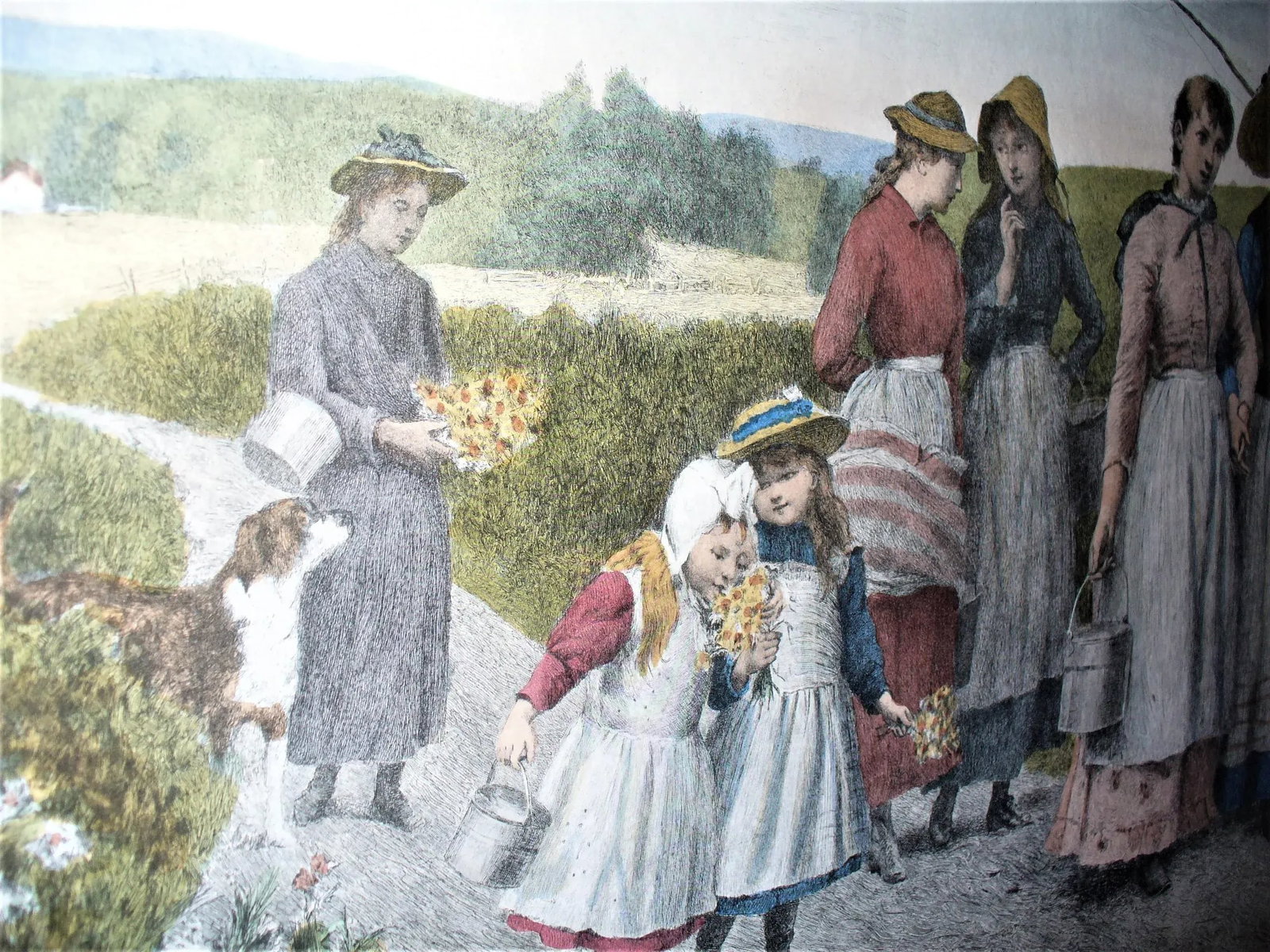 Late 20th Century "Berry Pickers" Figurative Landscape Etching by J. S. King, Framed - 8