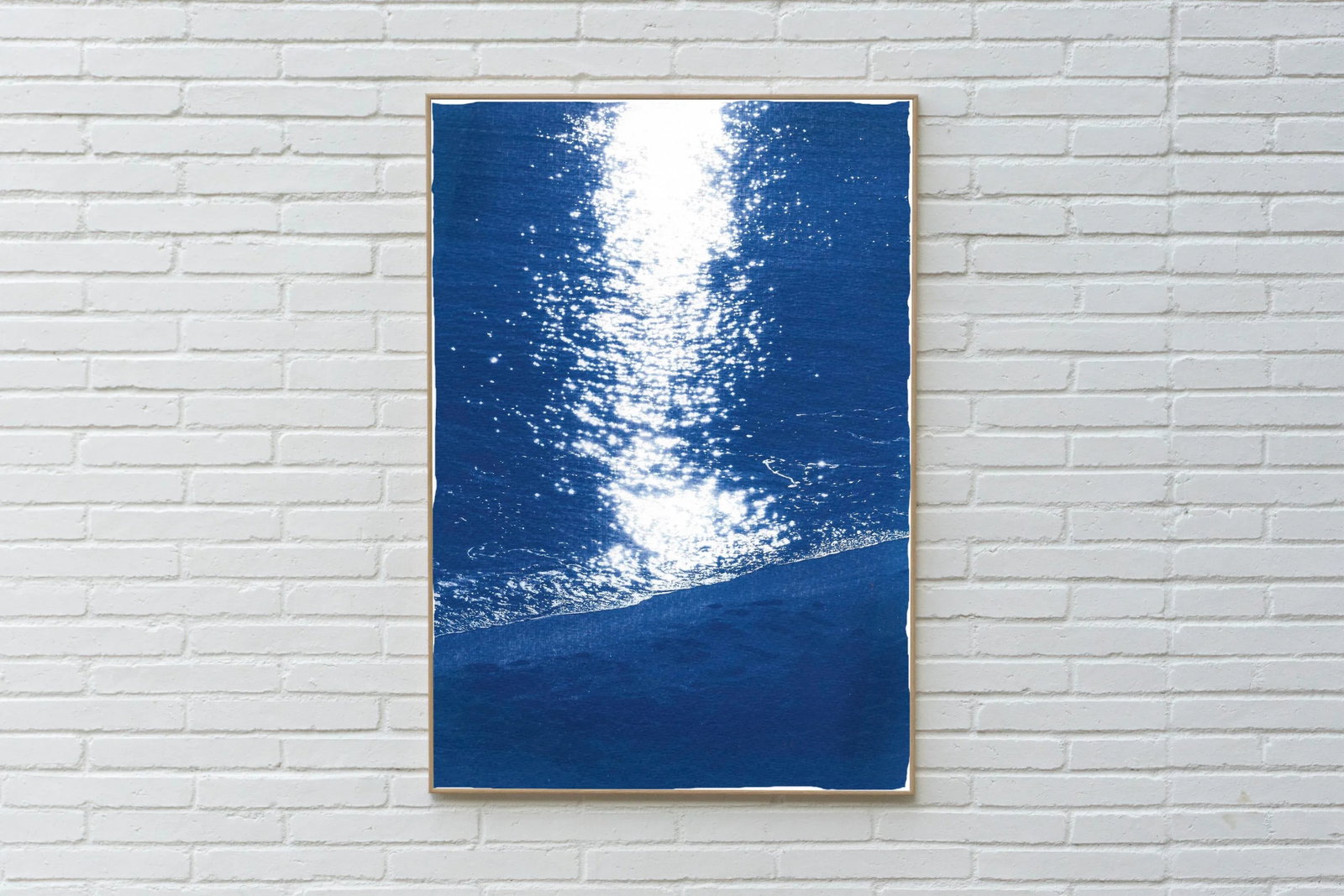 2021 "Dark Beach Sunrise" Contemporary Seascape Blue and White Cyanotype - 3