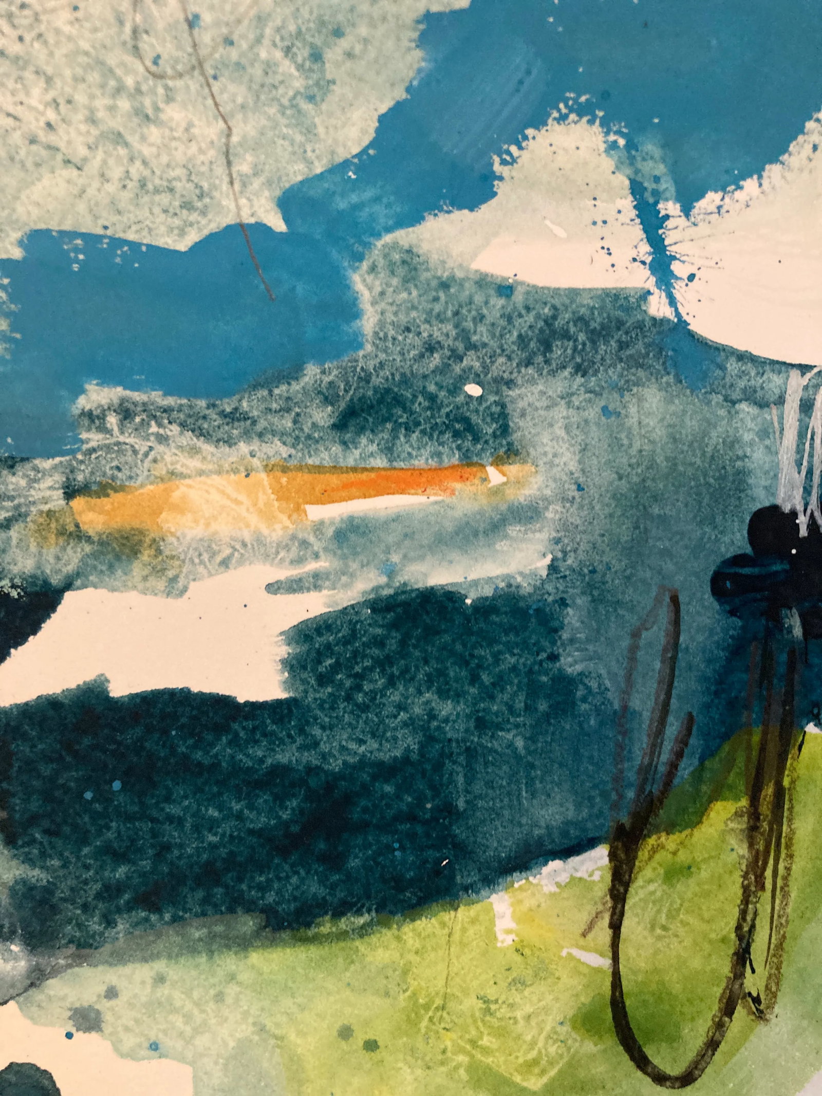 Contemporary Abstract Expressionist Watercolor Painting Titled "Above It All" on Paper - 3