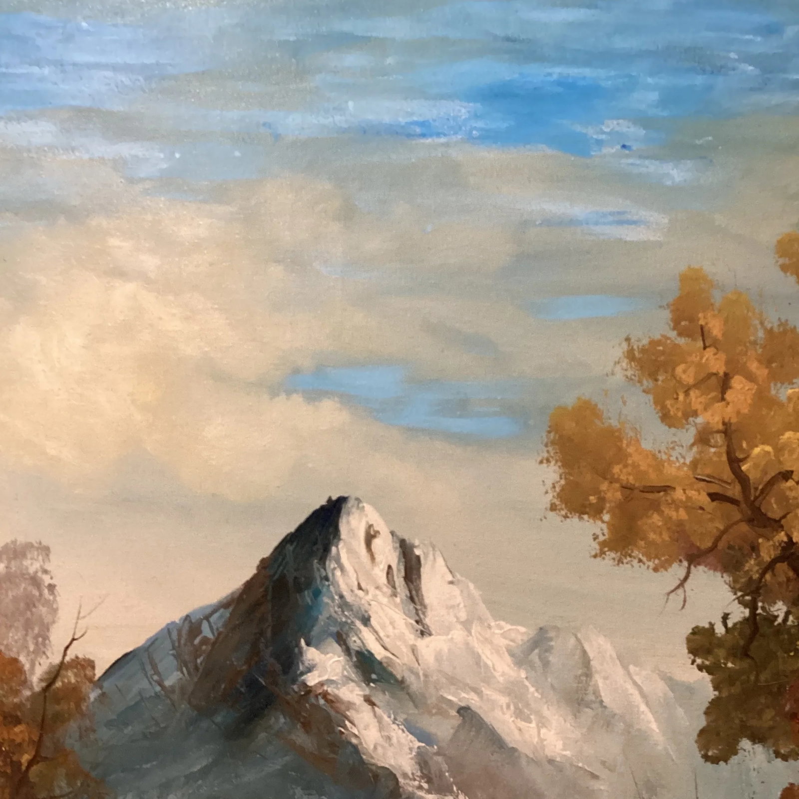 Vintage Oil Painting on Canvas Mountain River Fall Landscape by L . Harding - 5