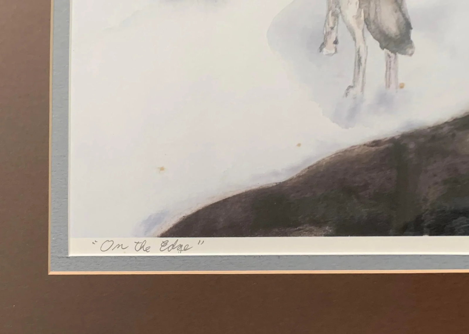 1985 Limited Edition Wildlife Wolf Serigraph Print " on the Edge" - Signed and Framed - 2