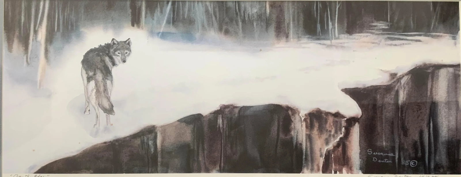 1985 Limited Edition Wildlife Wolf Serigraph Print " on the Edge" - Signed and Framed - 4