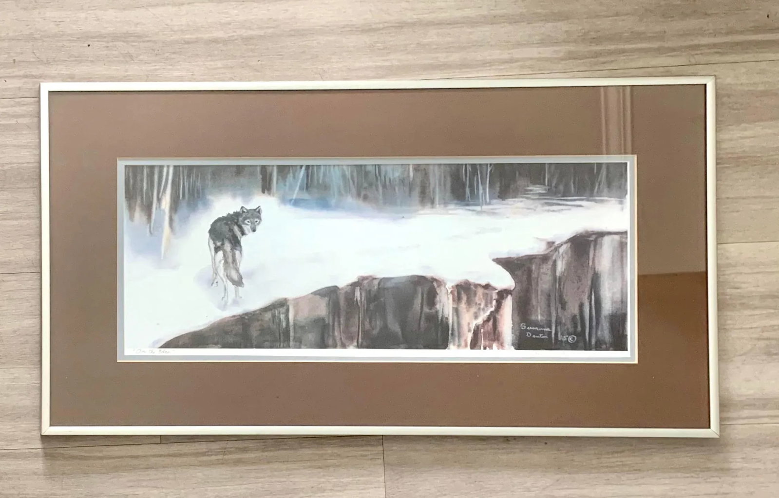 1985 Limited Edition Wildlife Wolf Serigraph Print " on the Edge" - Signed and Framed - 5
