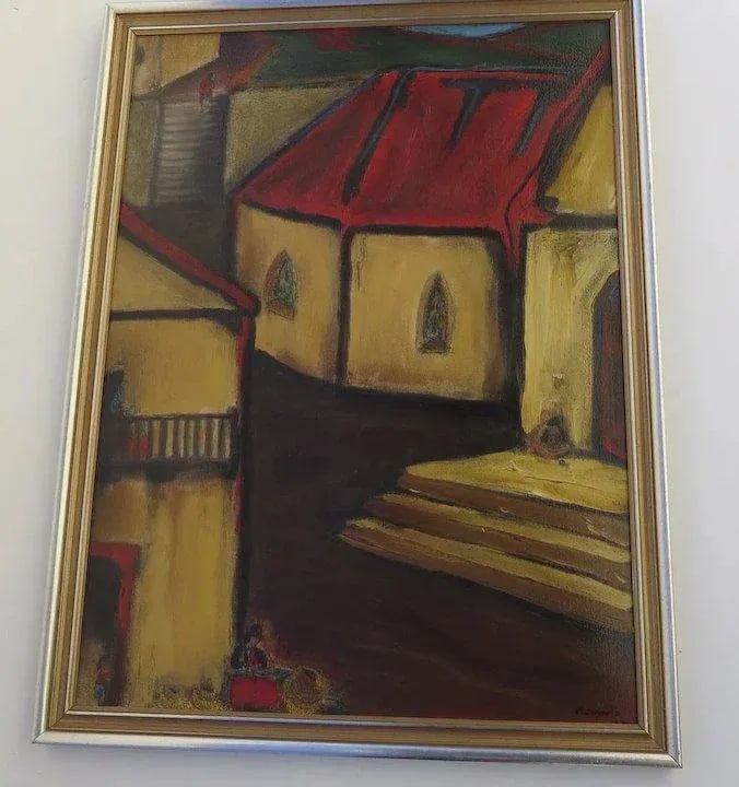 Late 20th Century Large Painting on Artist Board by Ernest Sinnes Signed and Dated - 4
