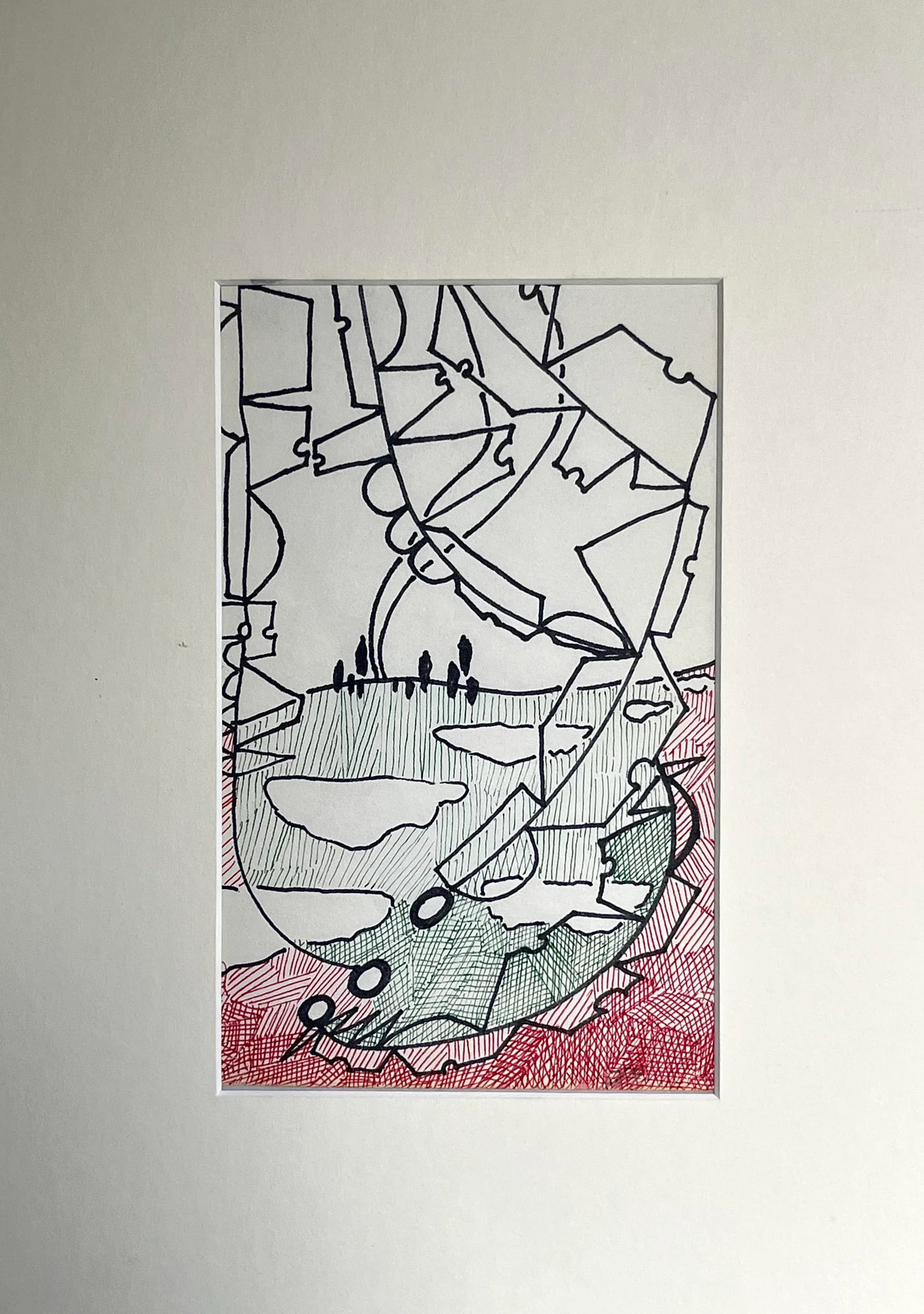 Vintage Modernist Abstract Landscape Drawing by Jewel Vintage Modernist Abstract Drawing by Jewel Ha - 2