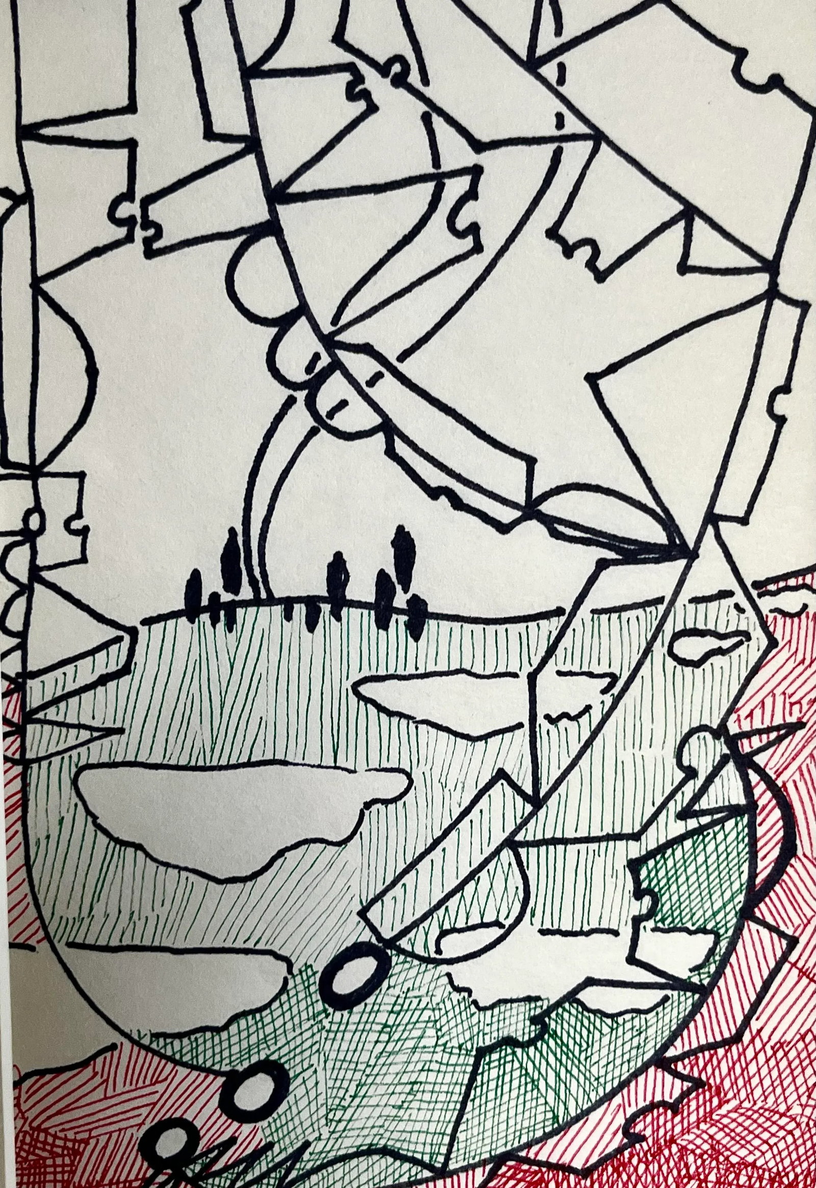 Vintage Modernist Abstract Landscape Drawing by Jewel Vintage Modernist Abstract Drawing by Jewel Ha - 4