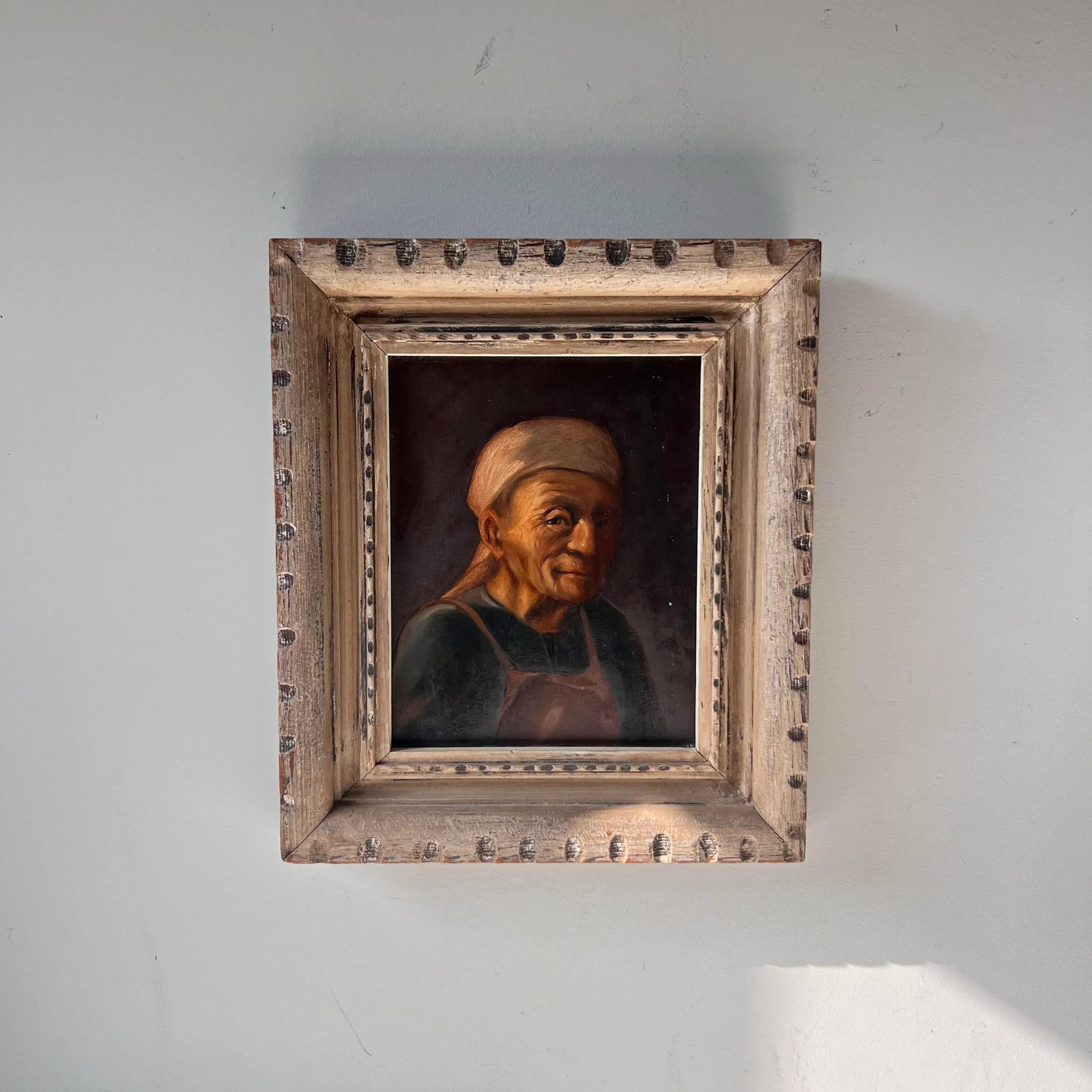 Flemish School Style Framed Oil Portrait Painting, Signed Palm - 3