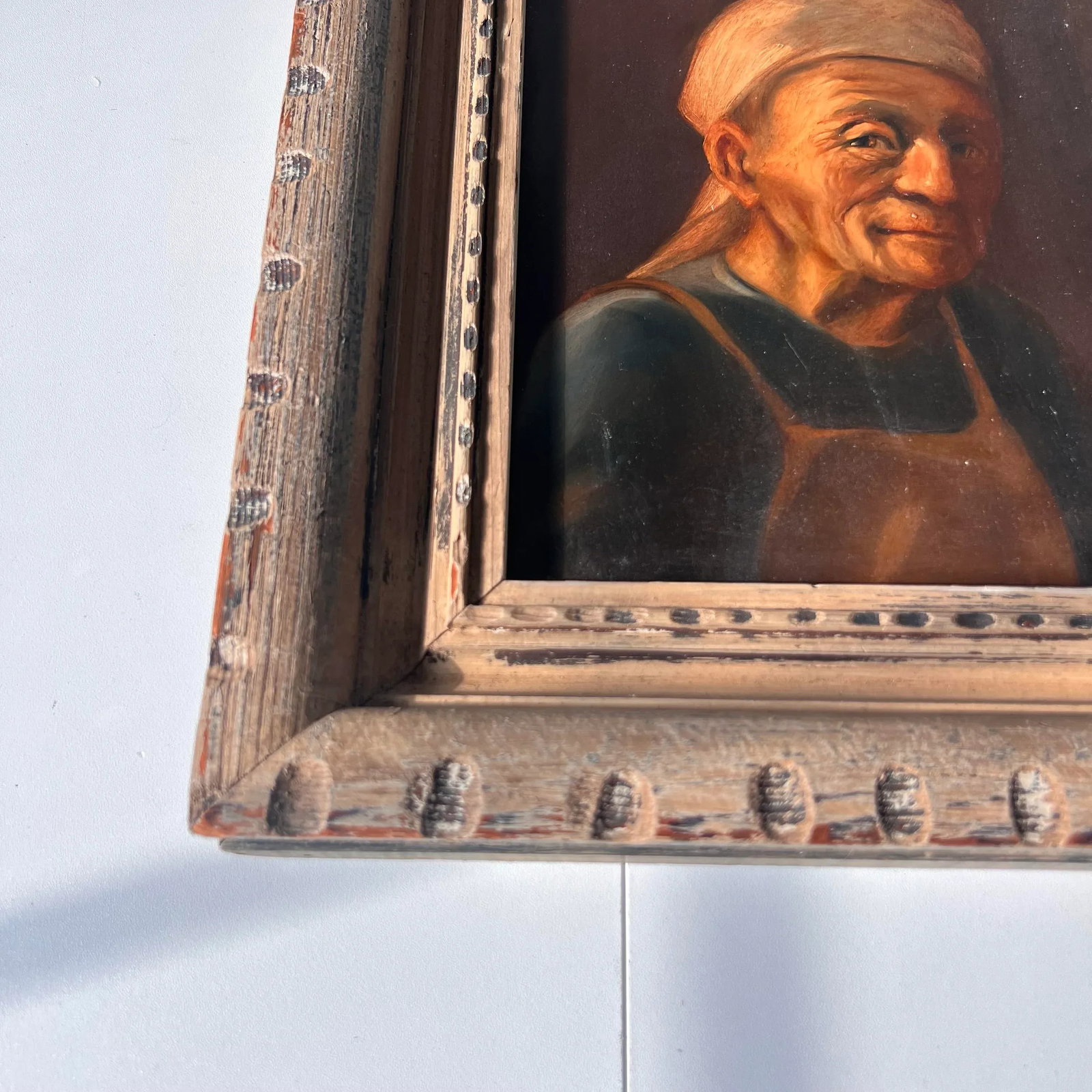 Flemish School Style Framed Oil Portrait Painting, Signed Palm - 4