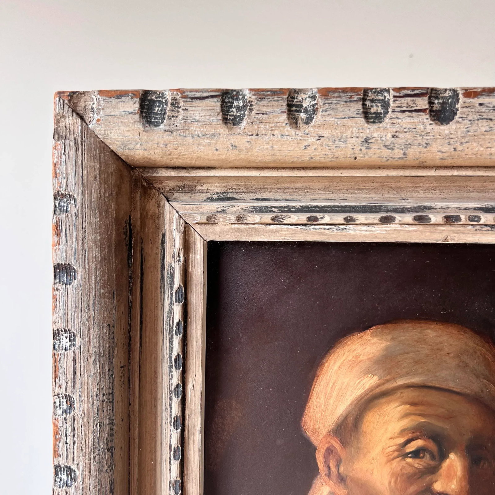 Flemish School Style Framed Oil Portrait Painting, Signed Palm - 8