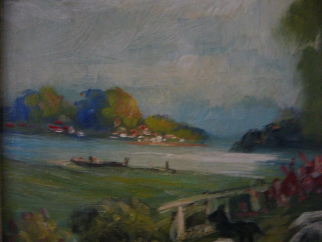 Late 20th Century Continental Landscape Titled Sheppard Signed Oil on Canvas - 11
