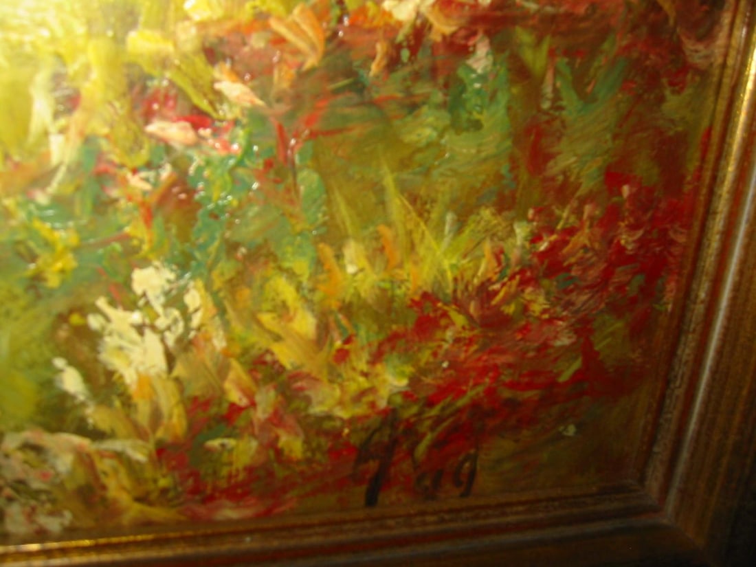 Late 20th Century Continental Landscape Titled Sheppard Signed Oil on Canvas - 13