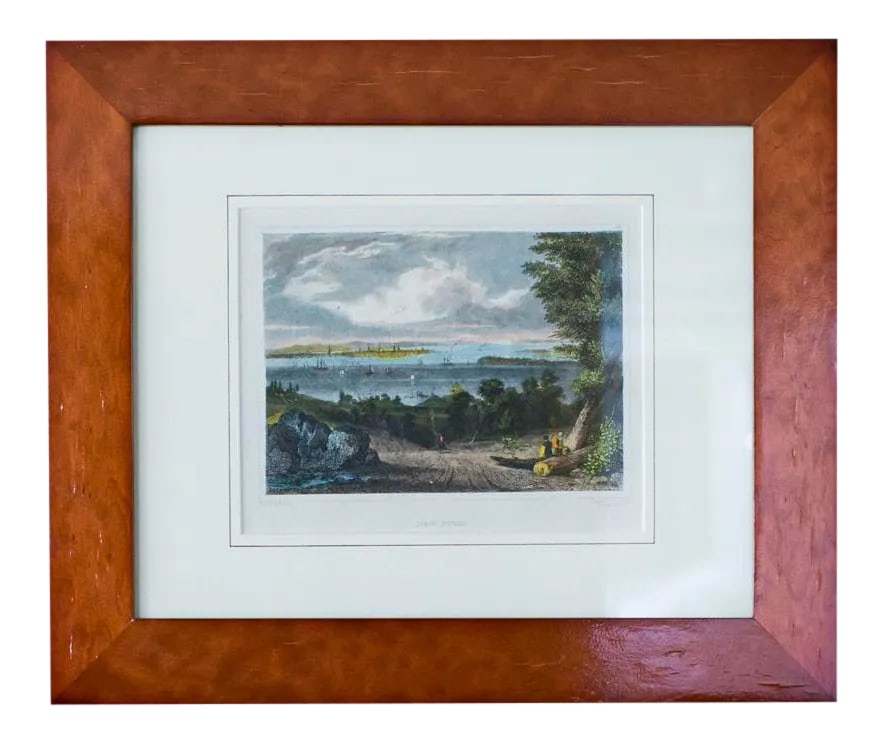 Late 19th Century "New York" Original Steel Engraving, Framed: New York Original Steel Engraving Hand colored by Hinton 1831 Condition: Alterations: Original Condition Unaltered Imperfections: Some Imperfections Condition Notes: Like New Origin: United State