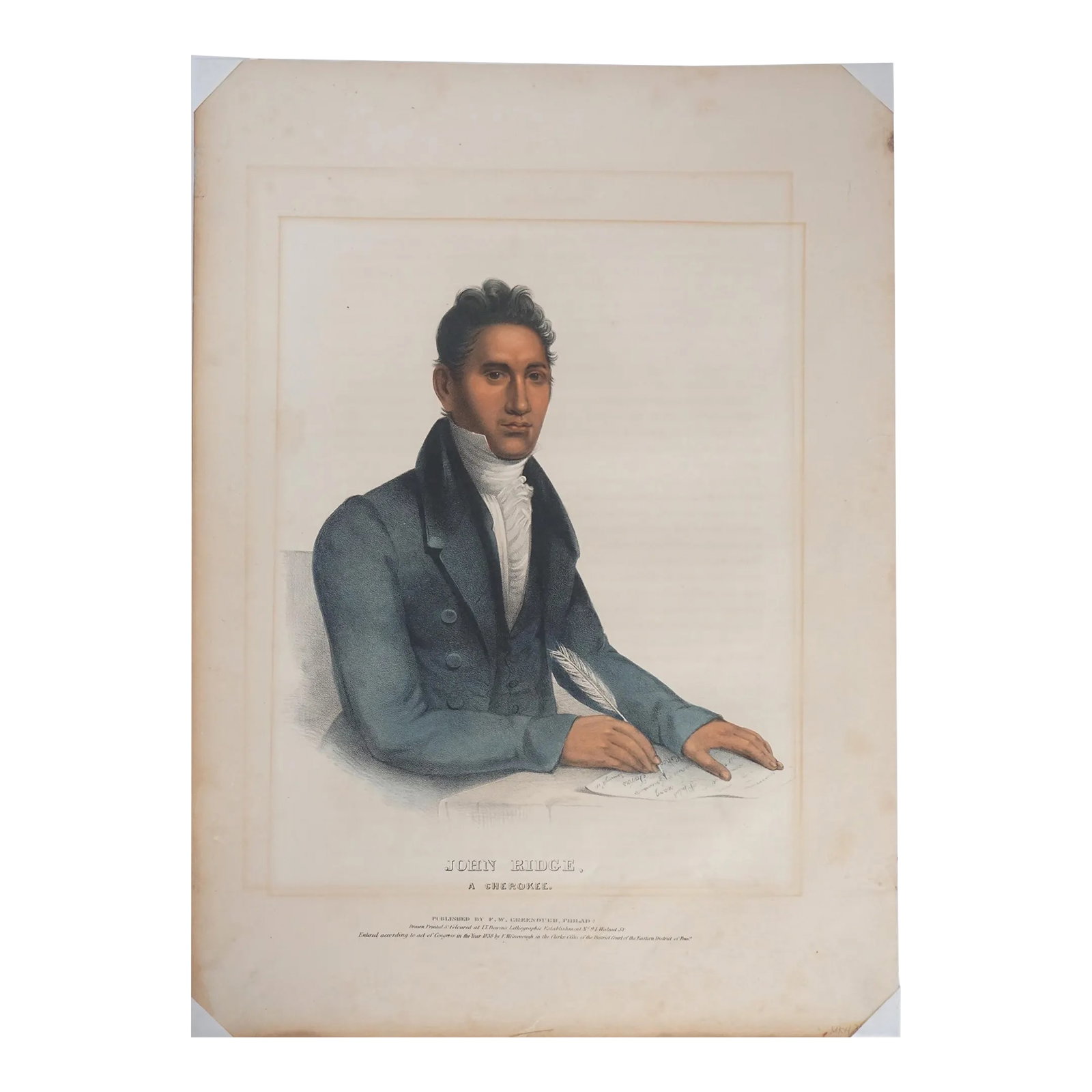 John Ridge, a Cherokee Indian & Interpreter Lithograph With Applied Watercolor by Charles Bird King (1 of 4)