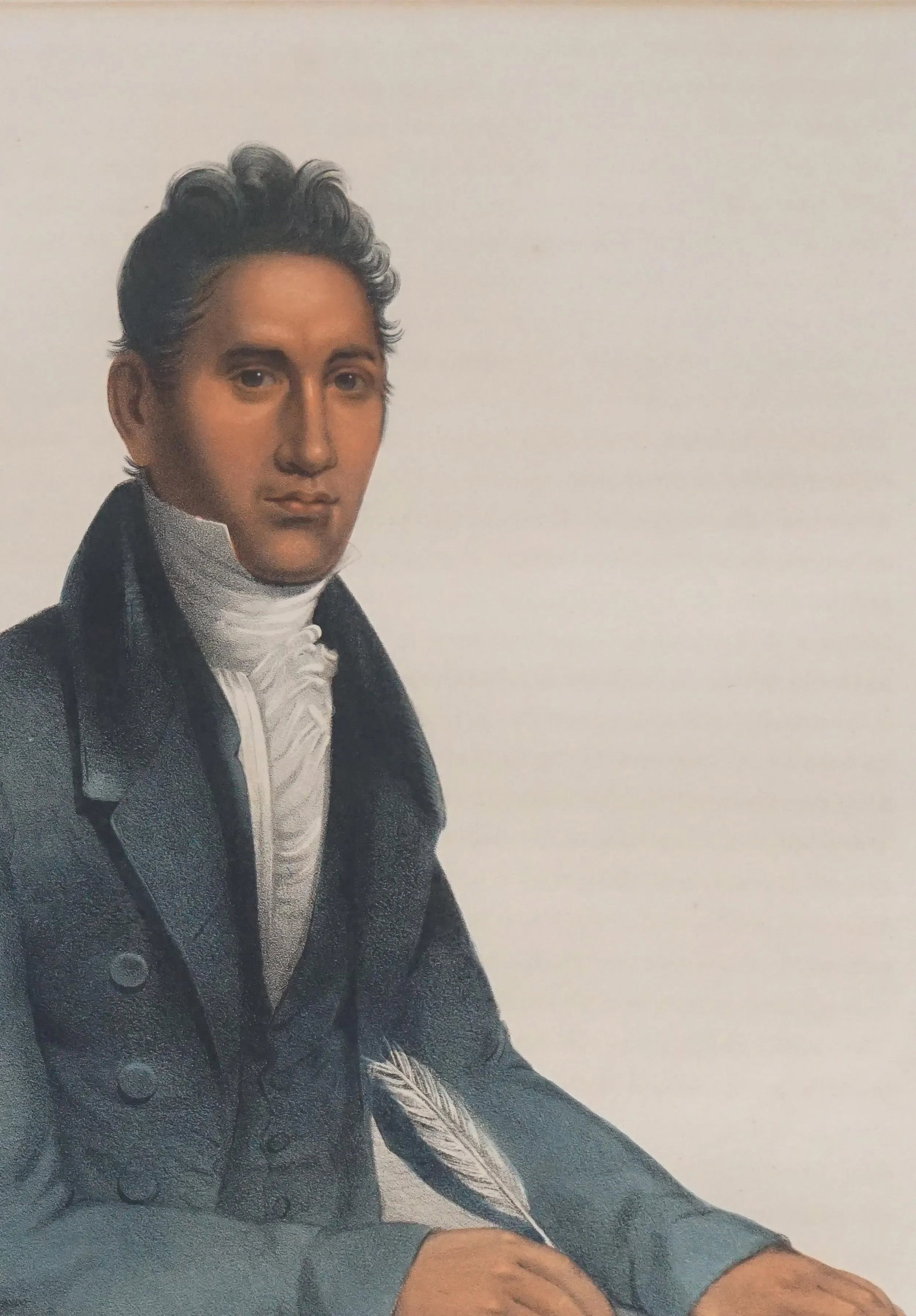 John Ridge, a Cherokee Indian & Interpreter Lithograph With Applied Watercolor by Charles Bird King - 2