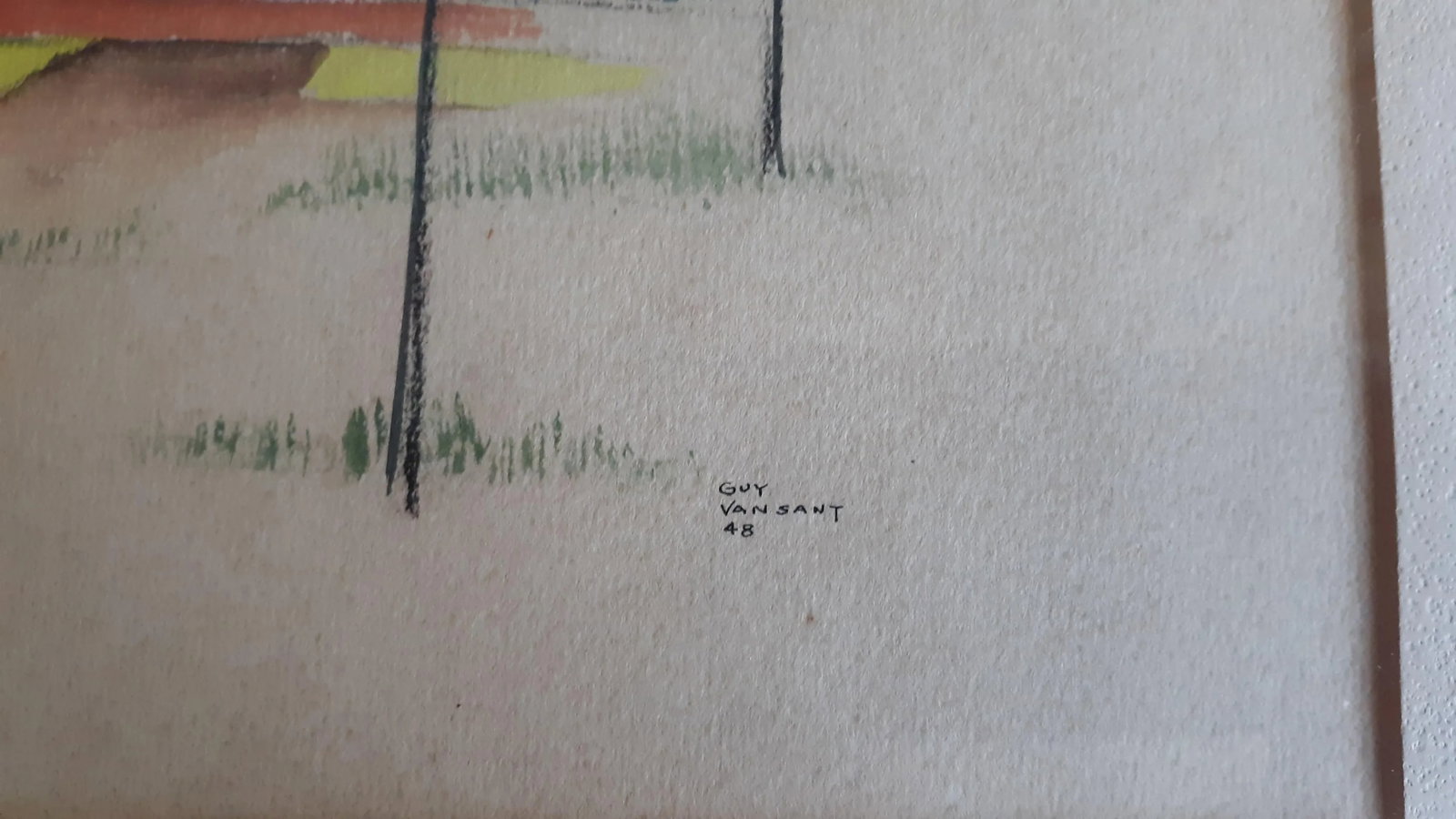 1948 "Country" Modernist Style Watercolor Painting, Framed - 3
