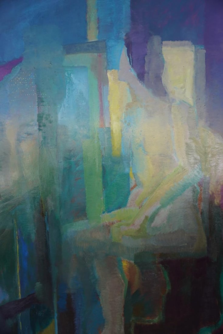 Mid 20th Century Abstract Portrait by Mina Pulsifer, Oil on Masonite - 2