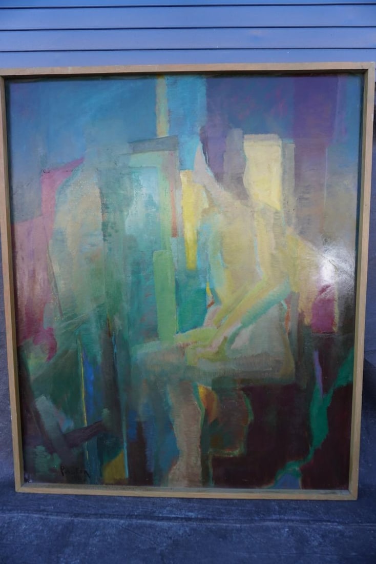 Mid 20th Century Abstract Portrait by Mina Pulsifer, Oil on Masonite - 3