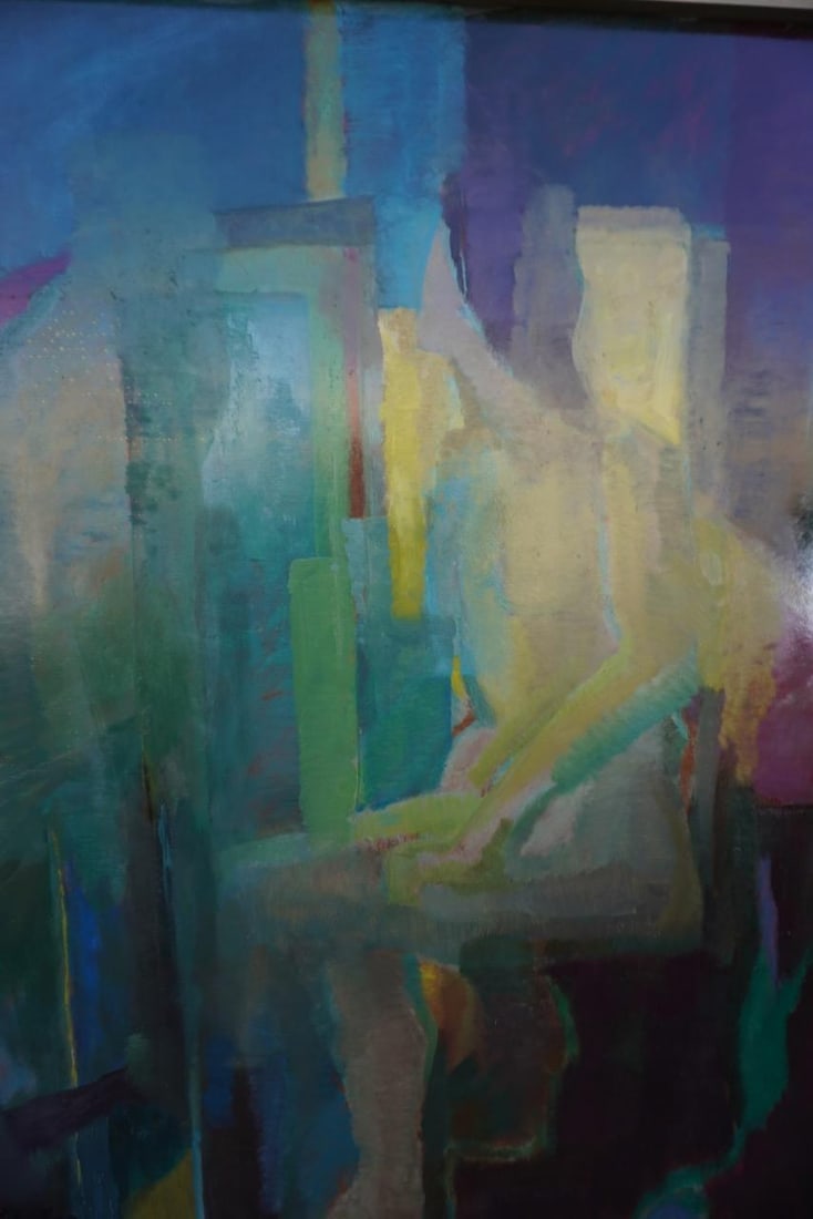 Mid 20th Century Abstract Portrait by Mina Pulsifer, Oil on Masonite - 4