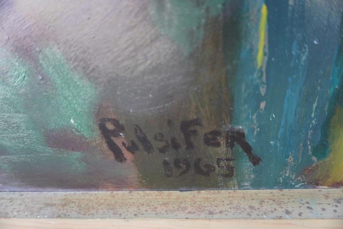 Mid 20th Century Abstract Portrait by Mina Pulsifer, Oil on Masonite - 5