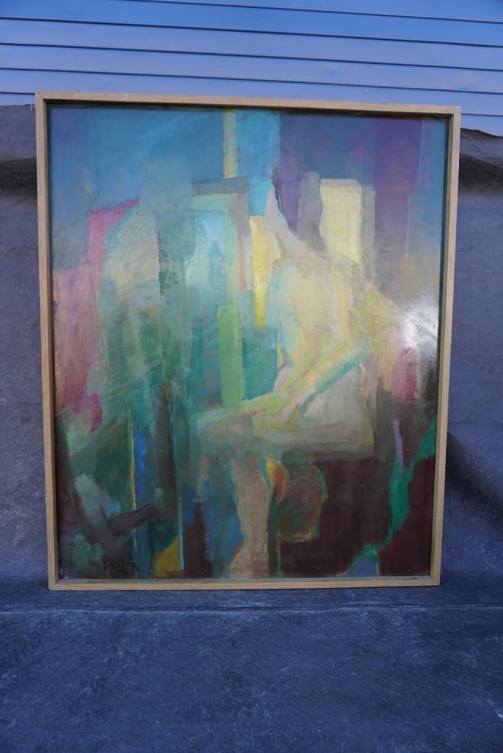 Mid 20th Century Abstract Portrait by Mina Pulsifer, Oil on Masonite - 7