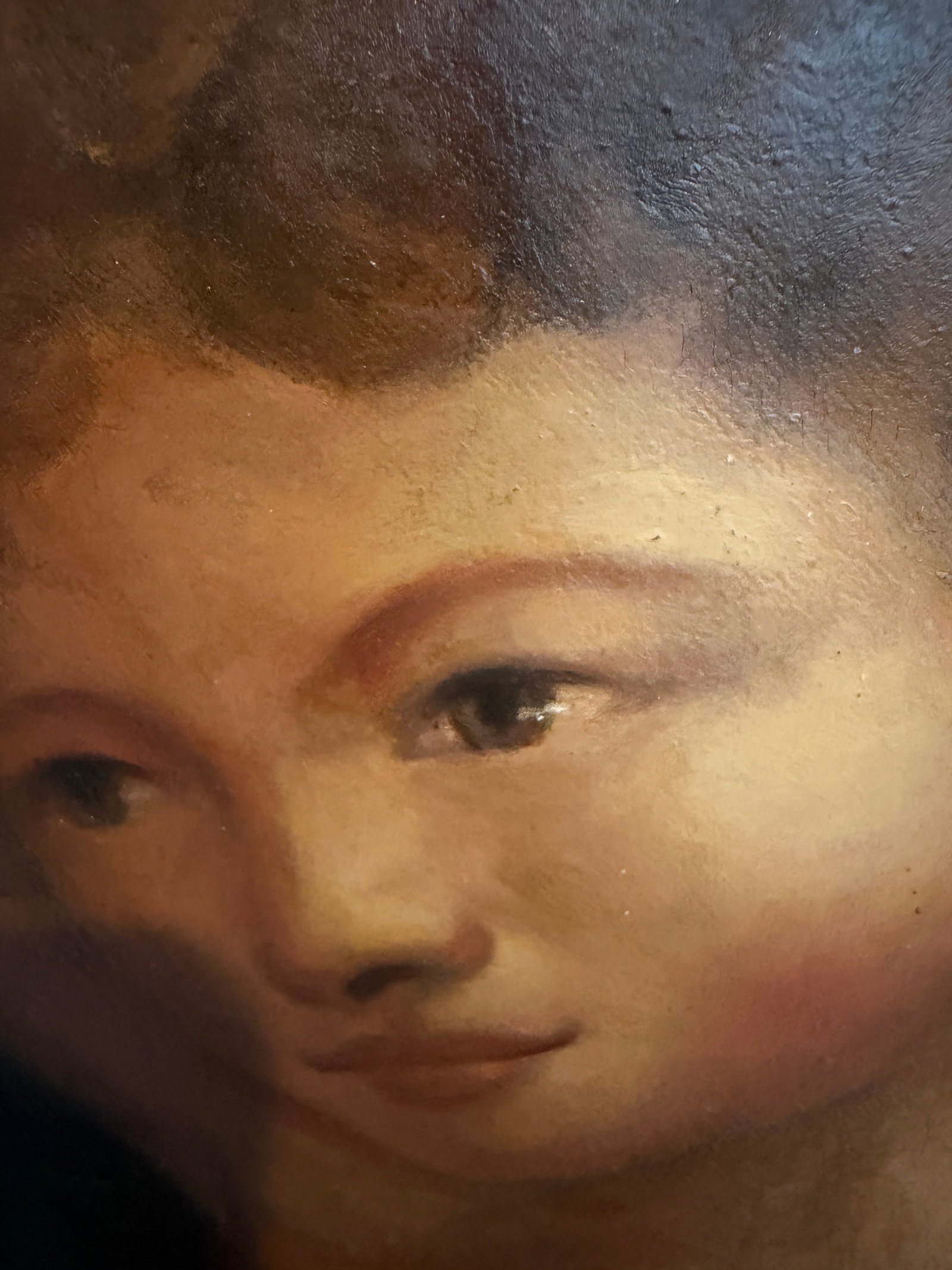 Antique 19th C. Mother & Child Oil Painting in Gilt Frame Victorian Continental - 3