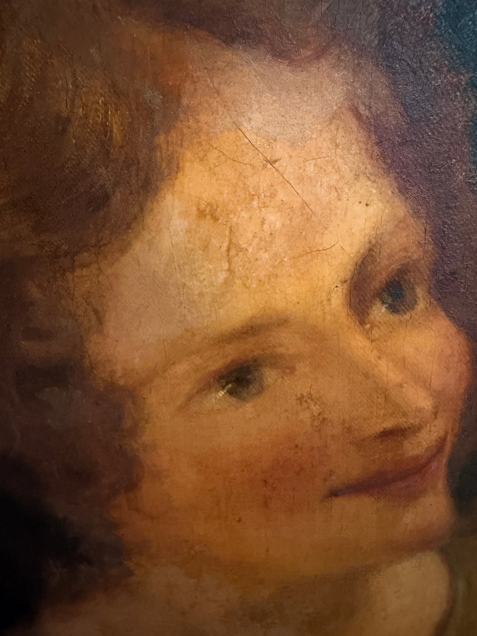 Antique 19th C. Mother & Child Oil Painting in Gilt Frame Victorian Continental - 4