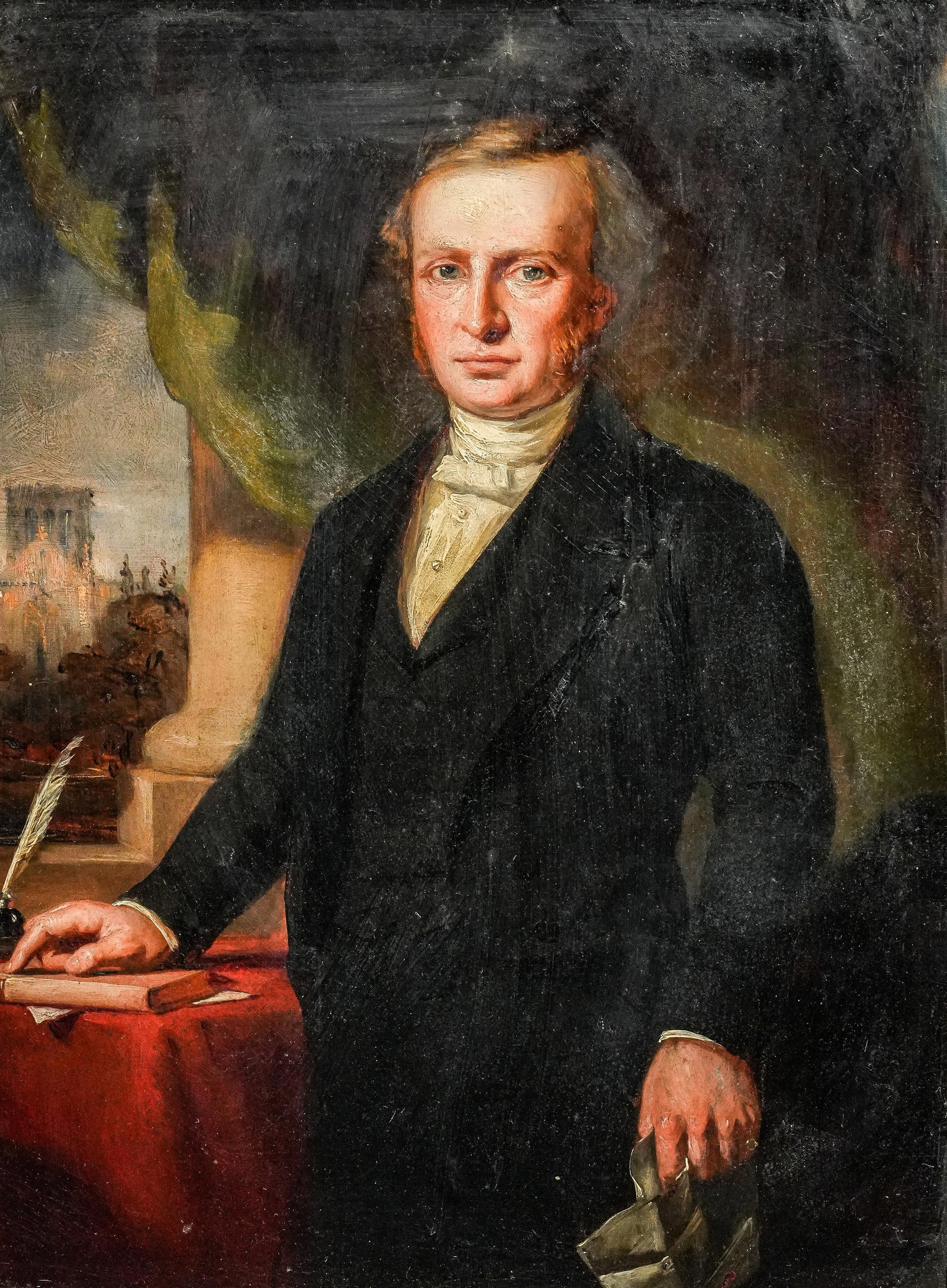 Stately English School Antique Framed Formal Portrait of Man Oil Painting Art Home Wall Decor - 2