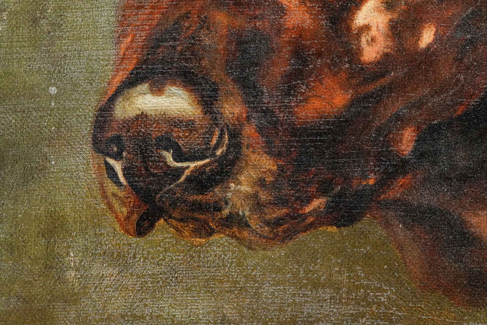Captivating Detailed Portrait of Pit Bull Dog Pet Antique Framed Oil Painting Wall Home Decor - 6